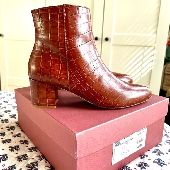 NWB Bobbies Brown/Cognac Leather Ankle Boots - Size 8 (US) / 39 (EU) - Picture 3 of 6